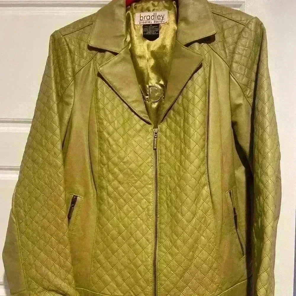Bradley Bayou quilted green leather jacket